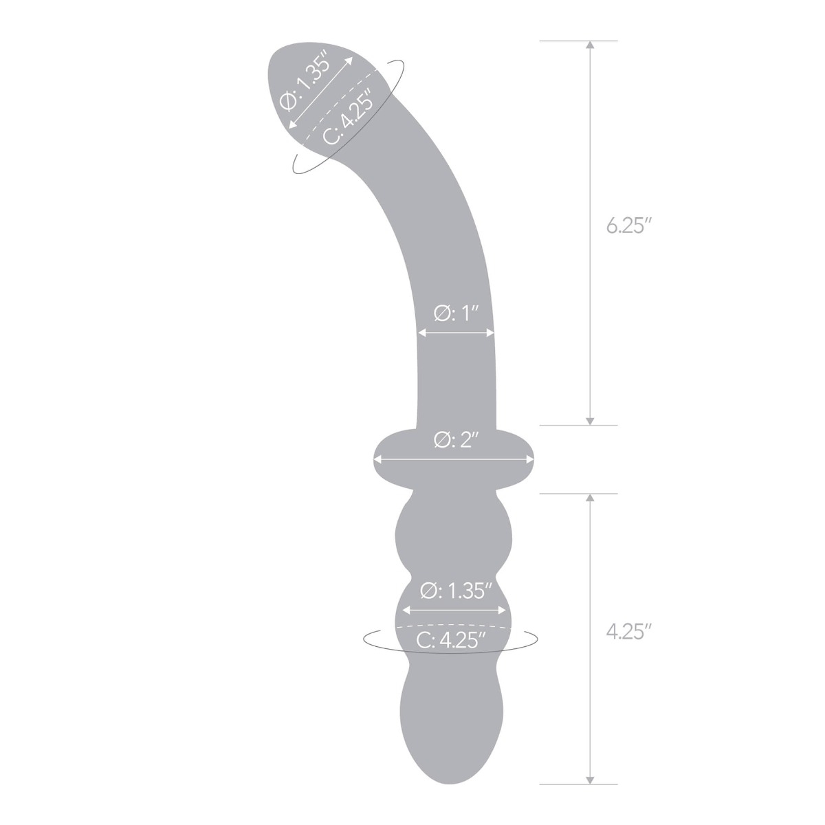 12” girthy ribbed g-spot glass dildo with handle grip