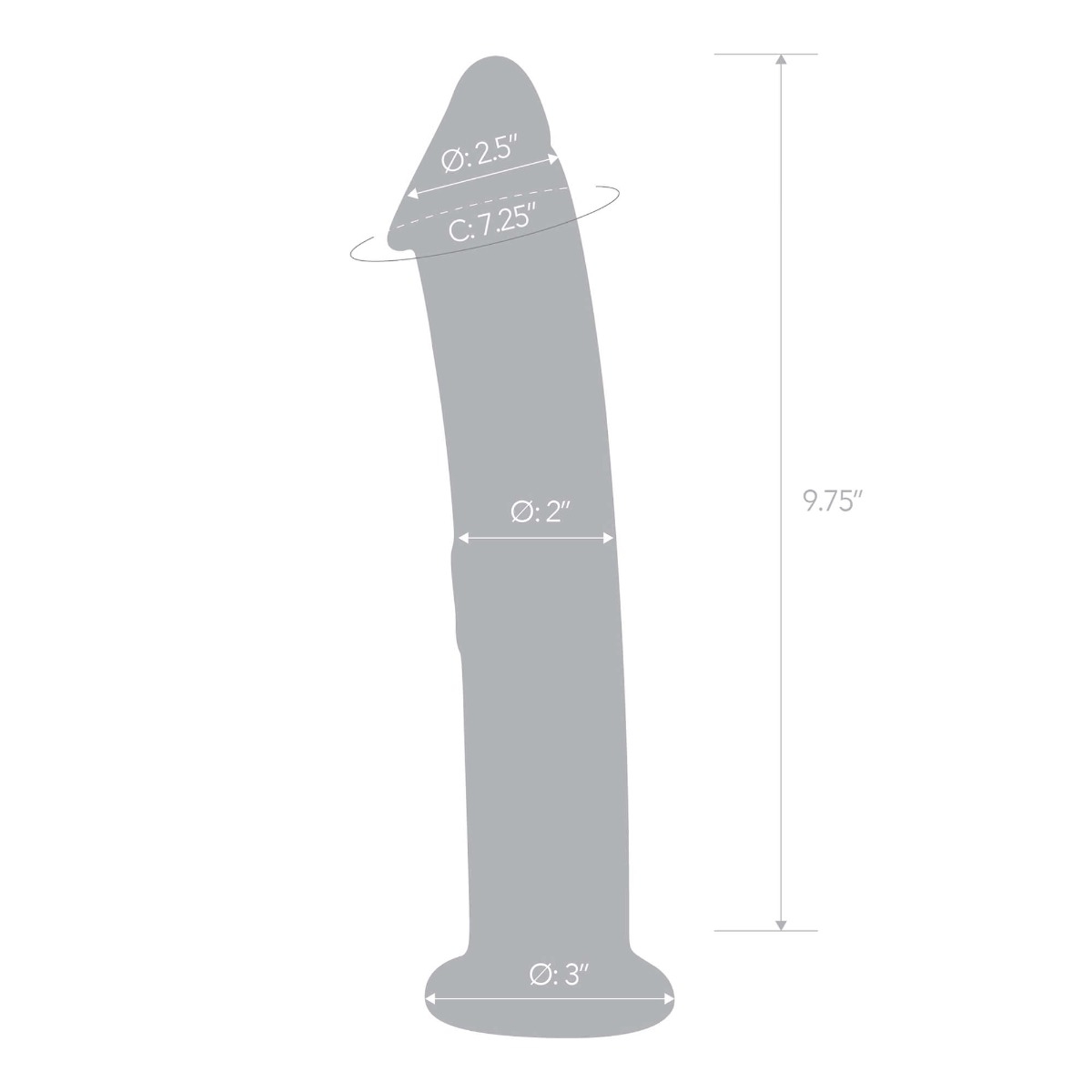 12” glass dildo with veins & flat base