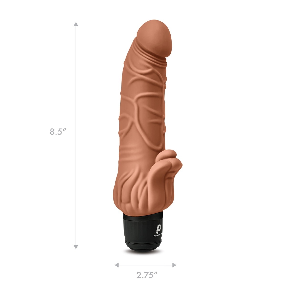 powercocks 7" realistic vibrator with clitoral stimulator