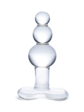 4” beaded glass butt plug with tapered base