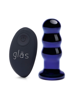 3.5” rechargeable remote-controlled vibrating beaded butt plug