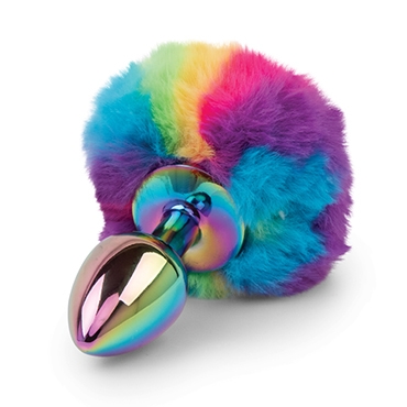 gemsations metal bunny tail rainbow butt plug