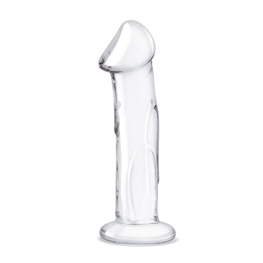 6” glass dildo with veins & flat base