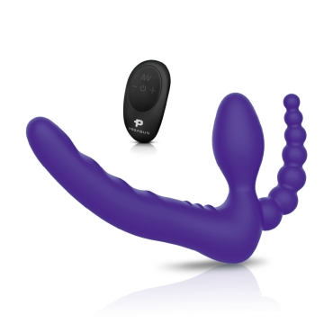 pegasus 7” remote control strapless double penetration silicone strap on