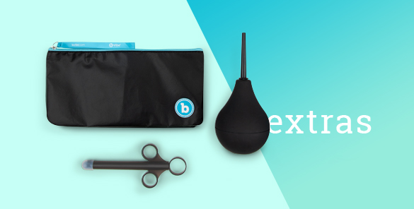 This b-Vibe Anal Training Kit includes a travel bag, lubricant launcher, and an anal enema